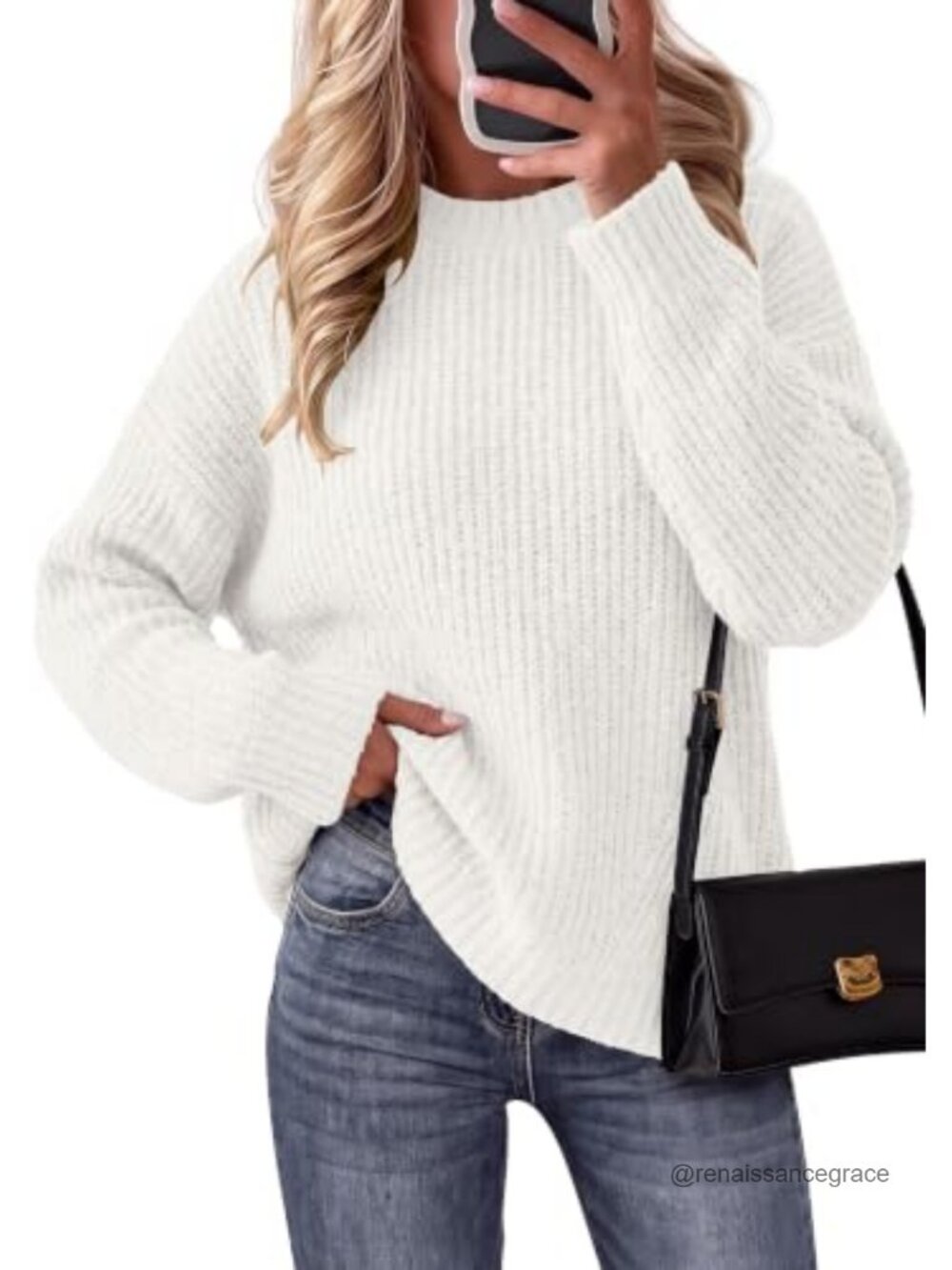 Long Sleeve Ribbed Knit Oversized Pullover Sweater Crew Neck Fall
